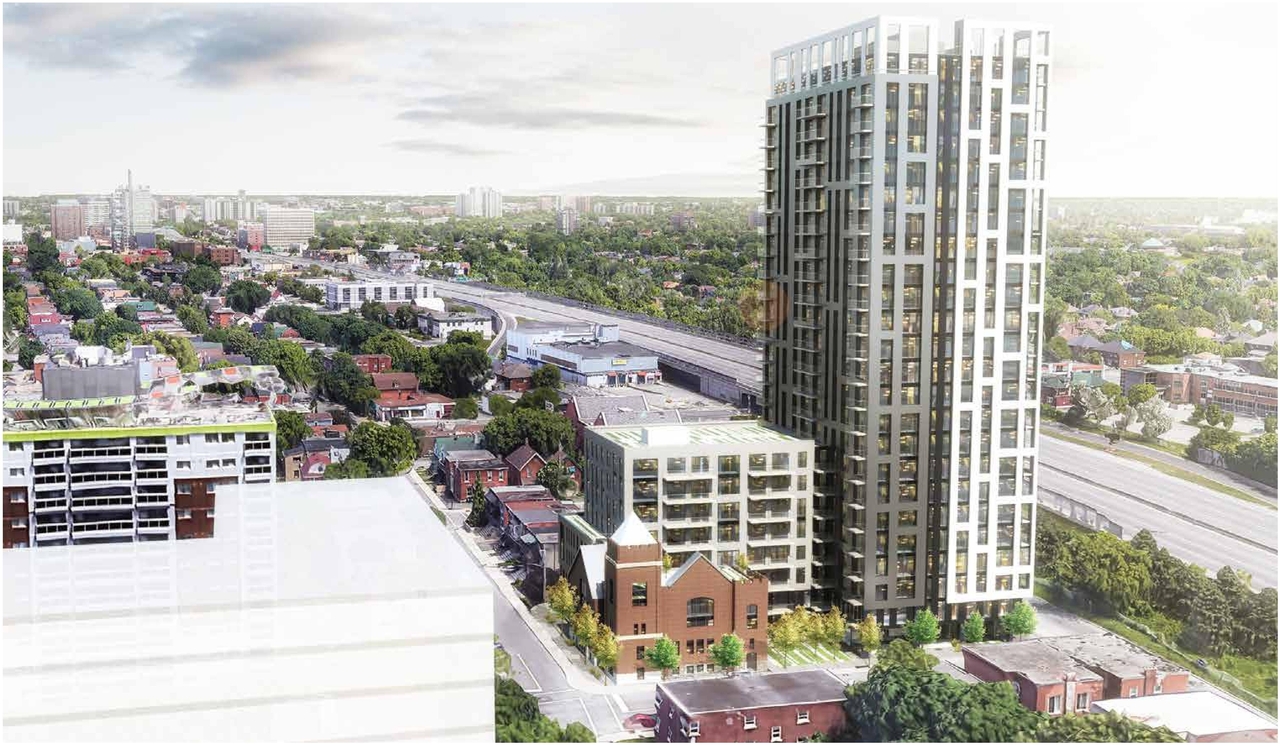 Rendering of building from page 31 of the file '2022-08-25 - DESIGN BRIEF - D02-02-22-0082'
