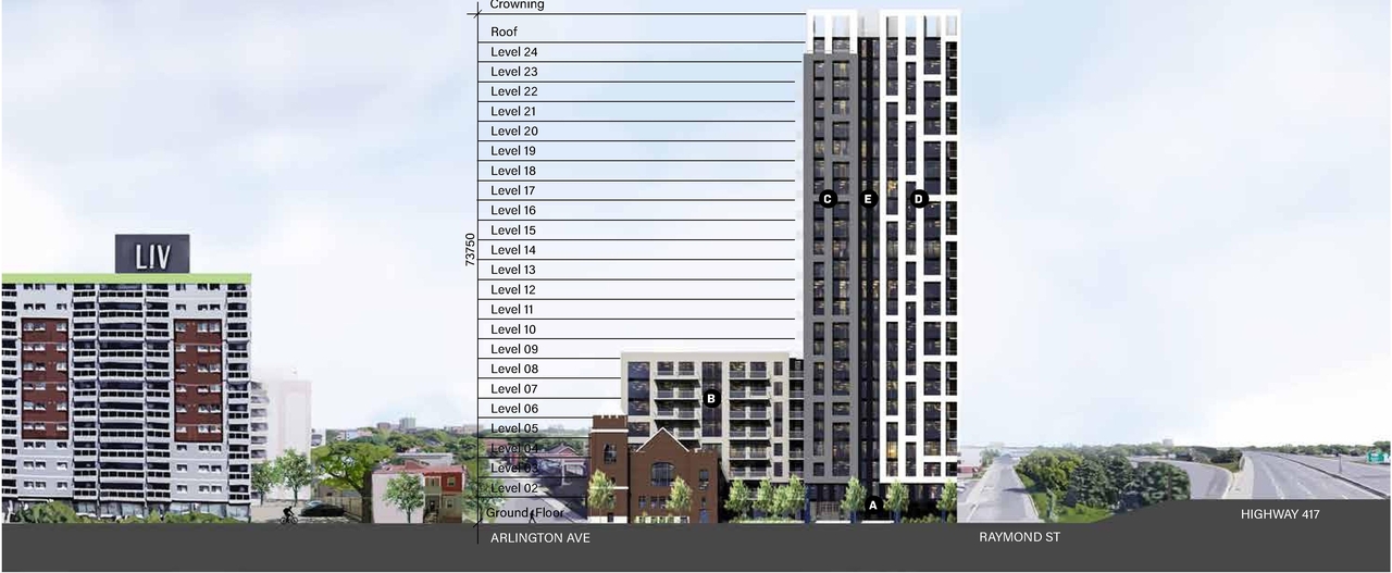 Rendering of building from page 35 of the file '2022-08-25 - DESIGN BRIEF - D02-02-22-0082'