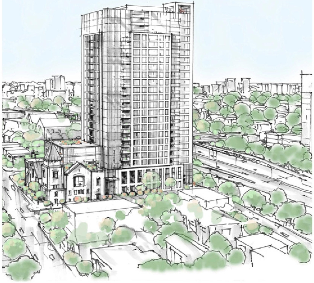 Rendering of building from page 3 of the file '2023-09-18 - Architectural Design Brief - D02-02-22-0082'