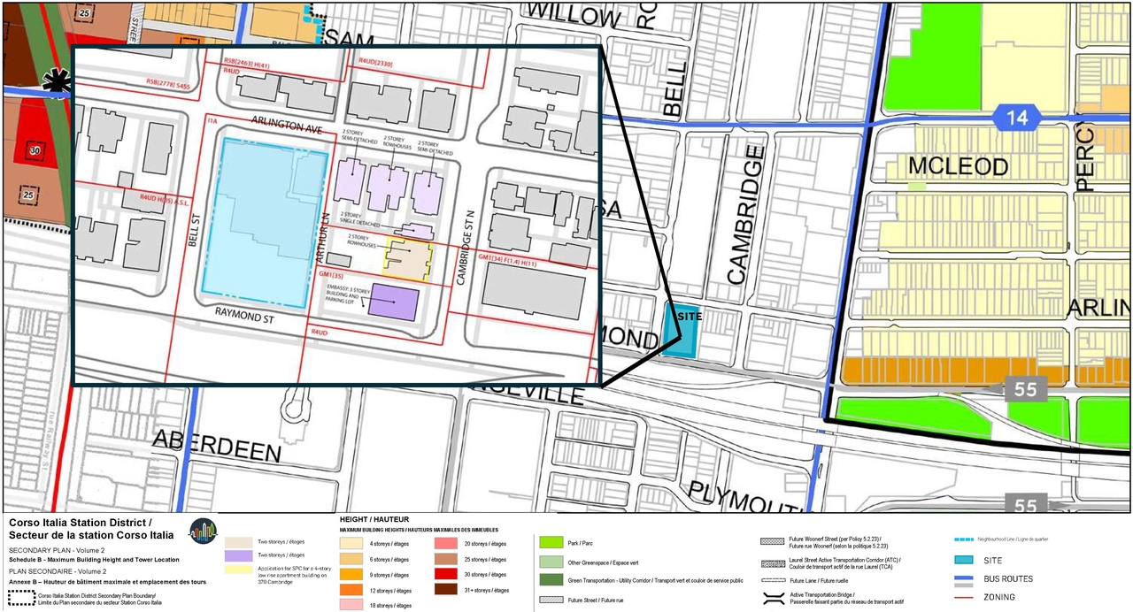 Construction site plan for project from page 17 of the file '2023-09-18 - Architectural Design Brief - D02-02-22-0082'