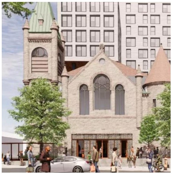 Rendering of building from page 23 of the file '2023-09-18 - Architectural Design Brief - D02-02-22-0082'