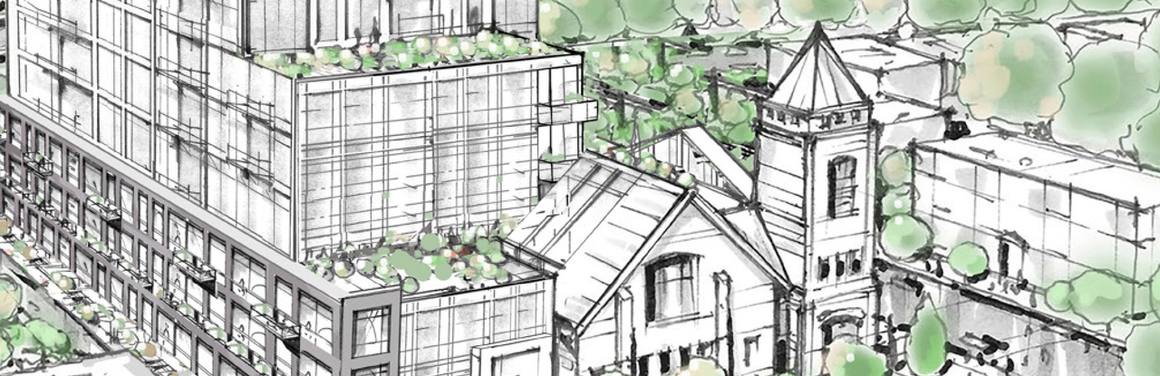 Rendering of building from page 25 of the file '2023-09-18 - Architectural Design Brief - D02-02-22-0082'