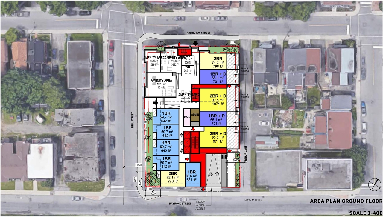 Construction site plan for project from page 32 of the file '2023-09-18 - Architectural Design Brief - D02-02-22-0082'