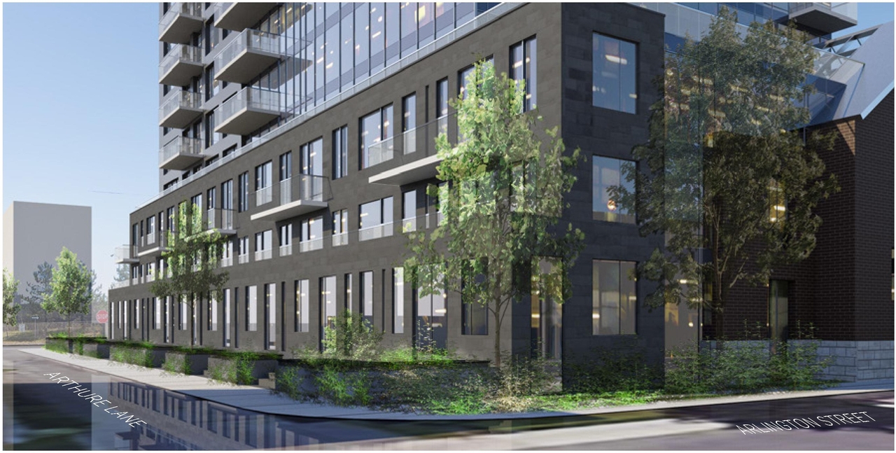 Rendering of building from page 33 of the file '2023-09-18 - Architectural Design Brief - D02-02-22-0082'