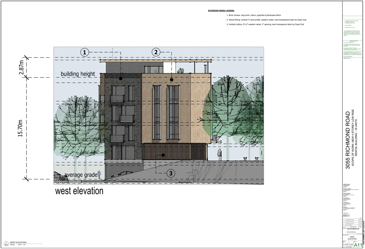 Rendering of building from page 11 of the file '2023-04-04 - Site Plan, Floor Plans & Elevations - D02-02-22-0090'