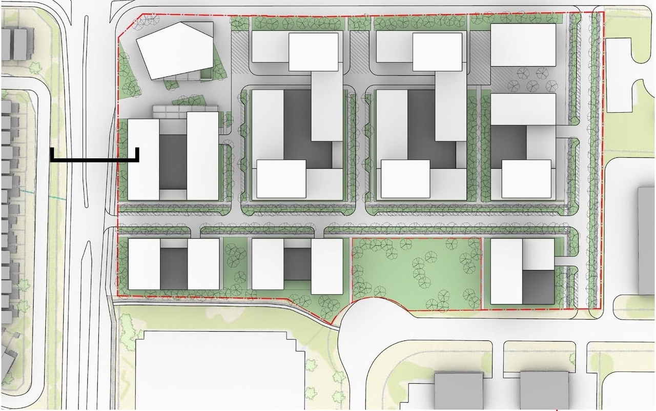 Construction site plan for project from page 43 of the file '2022-11-18 - Design Brief - D02-02-22-0108'