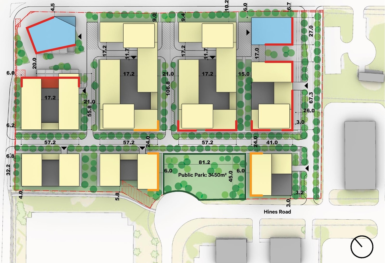Construction site plan for project from page 23 of the file '2023-05-08 - Design Brief - D02-02-22-0108'
