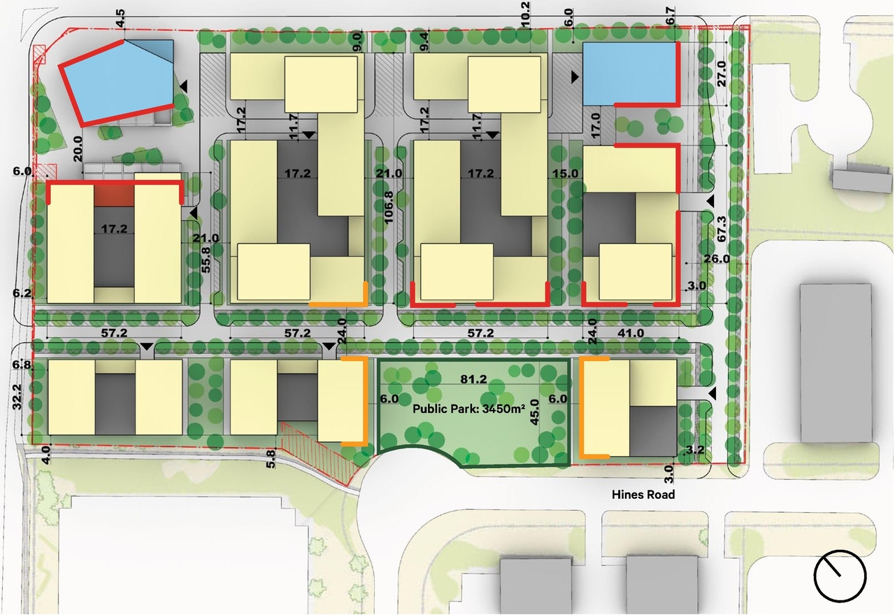Construction site plan for project from page 23 of the file '2023-05-08 - Design Brief - D02-02-22-0108'
