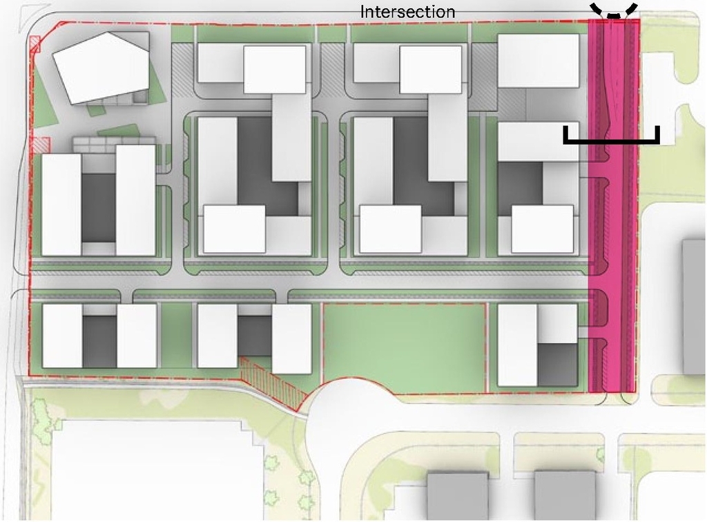 Construction site plan for project from page 36 of the file '2023-05-08 - Design Brief - D02-02-22-0108'