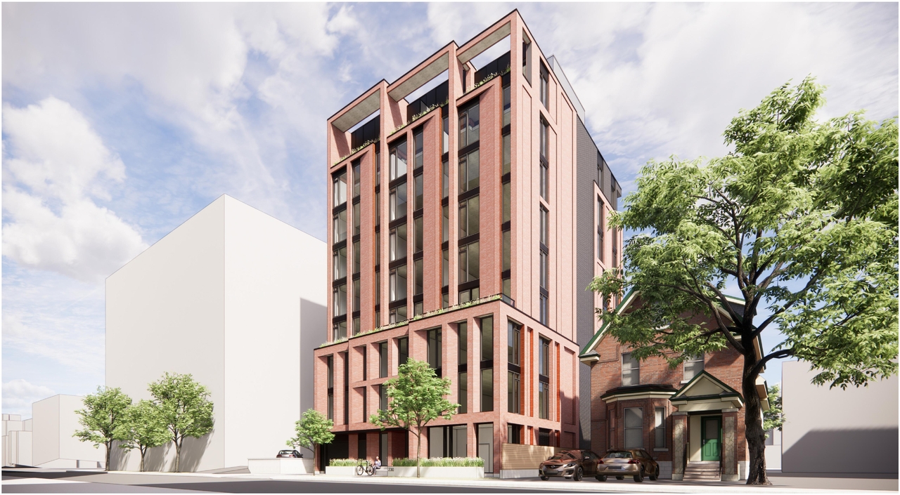 Rendering of building from page 6 of the file '2022-12-02 - Design Brief - D02-02-22-0116'
