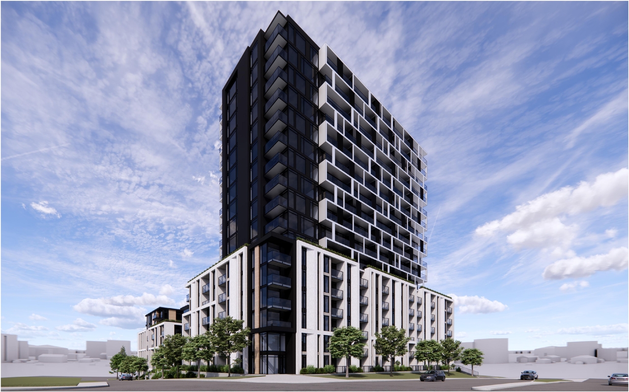Rendering of building from page 11 of the file '2025-04-11 - Urban Design Brief - D02-02-22-0125'