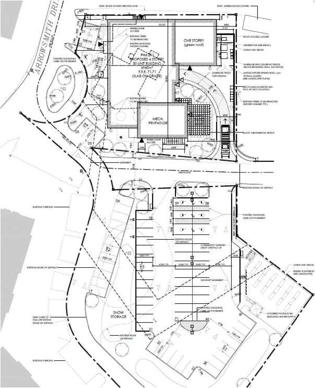 Construction site plan for project from page 26 of the file '2023-02-08 - Design Brief -D02-02-23-0009'