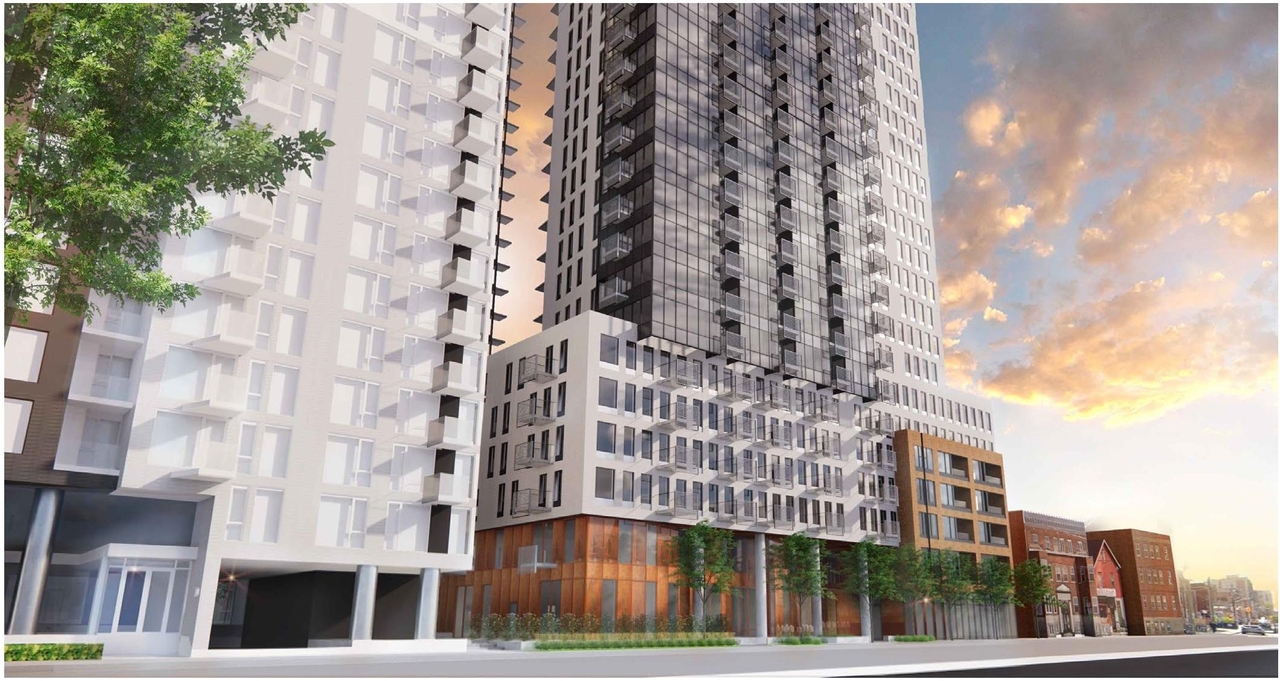 Rendering of building from page 16 of the file '2023-04-26 - Design Brief - D02-02-23-0013'