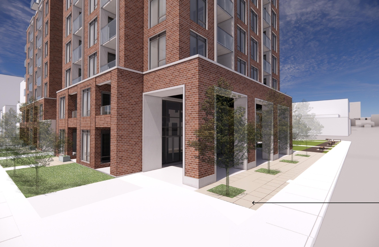 Rendering of building from page 29 of the file '2023-09-28 - Design Brief - D02-02-23-0020'