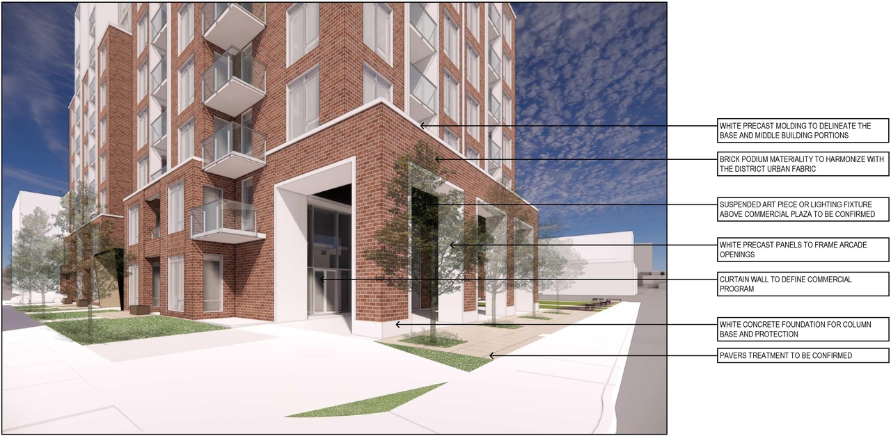 Rendering of building from page 29 of the file '2023-03-22 - Design Brief - D02-02-23-0020'