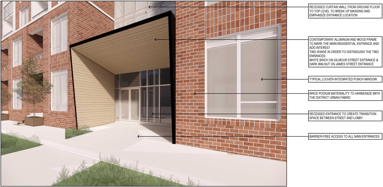 Rendering of building from page 30 of the file '2023-03-22 - Design Brief - D02-02-23-0020'