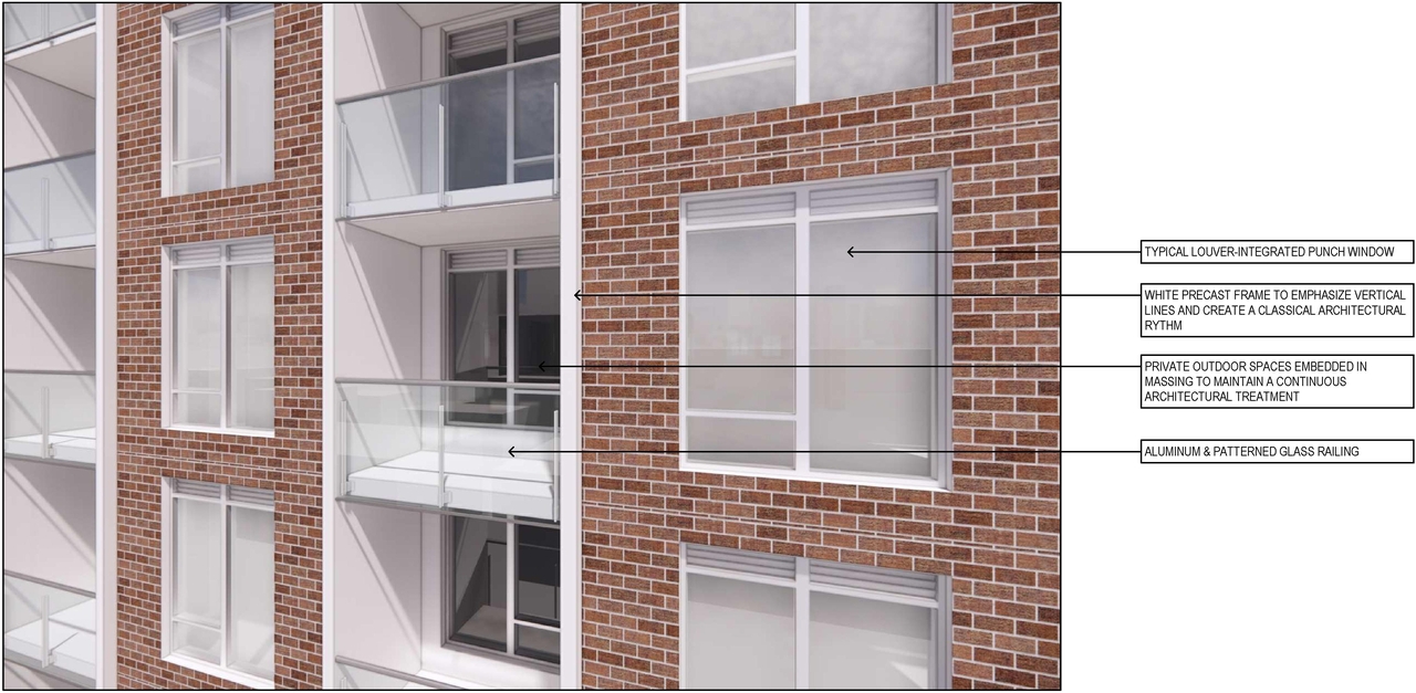 Rendering of building from page 32 of the file '2023-03-22 - Design Brief - D02-02-23-0020'