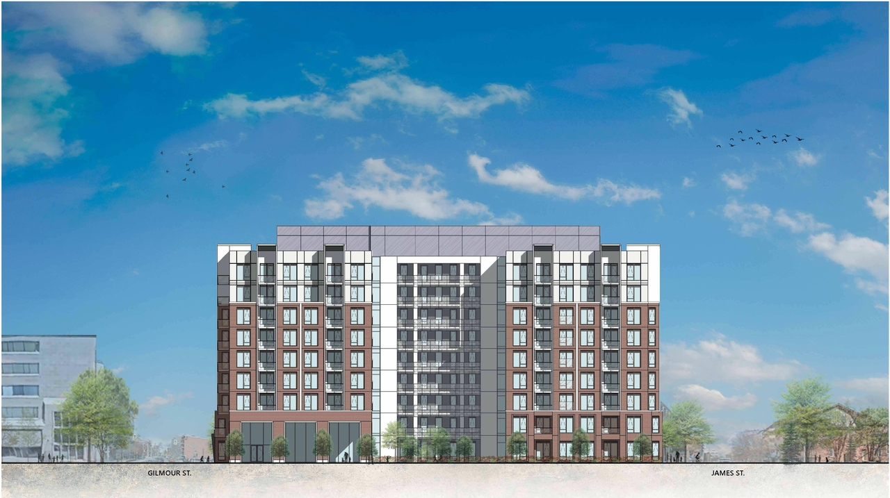 Rendering of building from page 45 of the file '2023-03-22 - Design Brief - D02-02-23-0020'