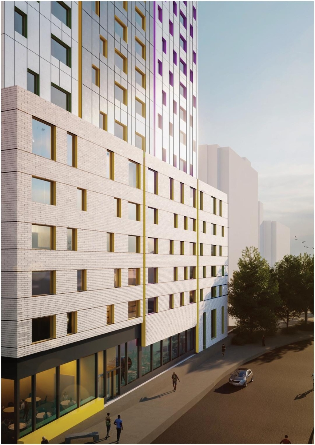 Rendering of building from page 40 of the file '2023-03-28 - Urban Design Brief - D02-02-23-0022'