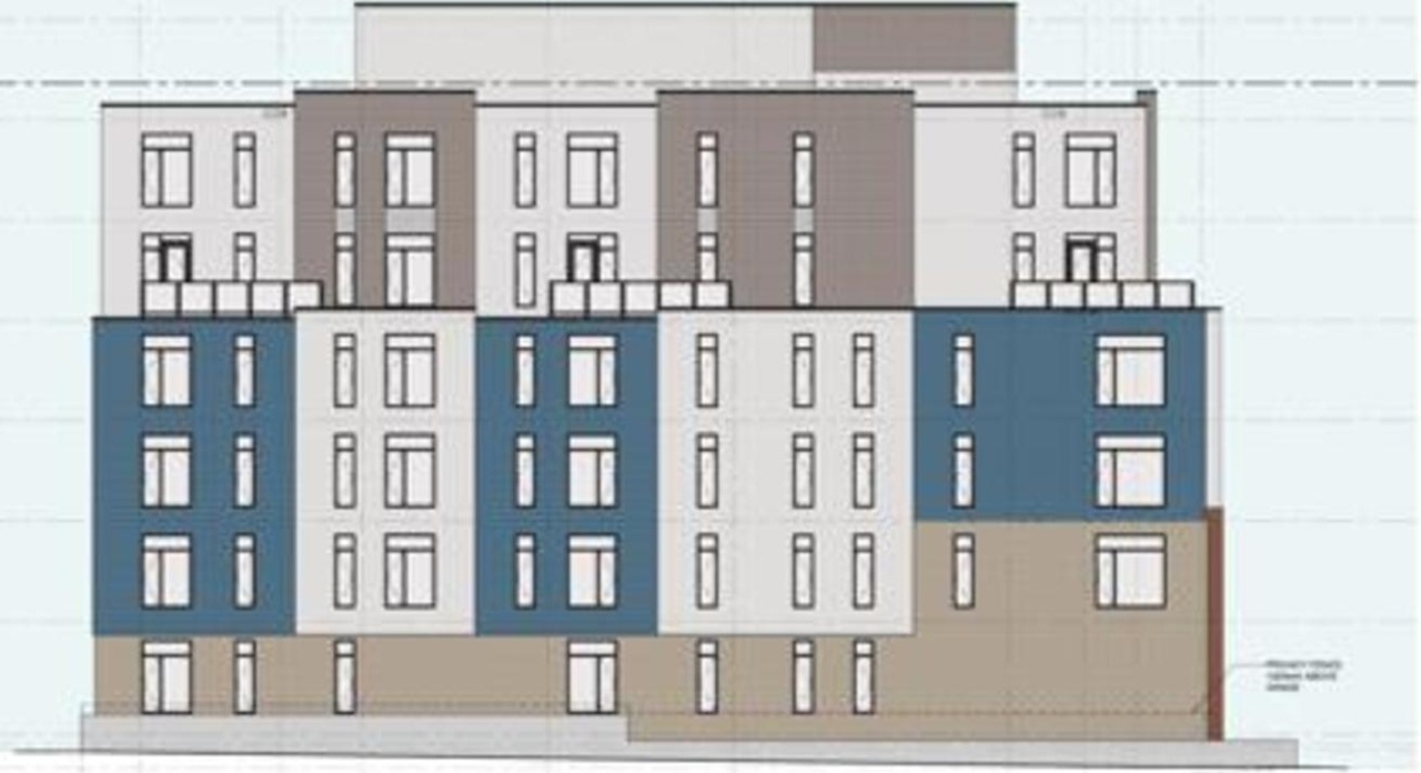 Rendering of building from page 26 of the file '2023-03-28 - Design Brief - D02-02-23-0023'