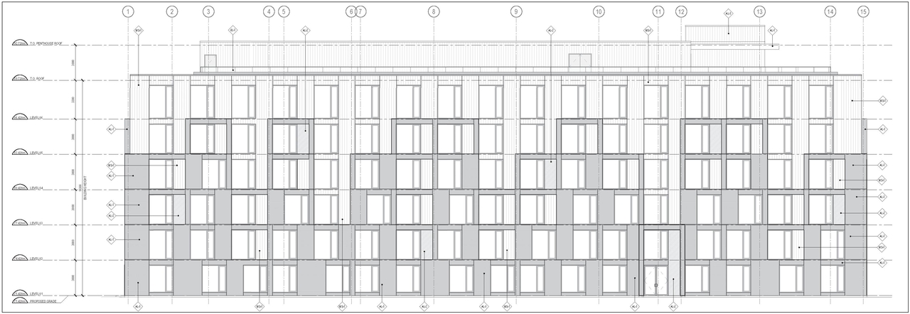Rendering of building from page 18 of the file '2023-05-01 - Design Brief - D02-02-23-0031'