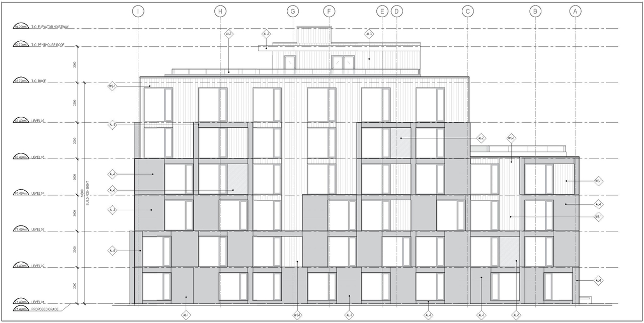 Rendering of building from page 19 of the file '2023-05-01 - Design Brief - D02-02-23-0031'