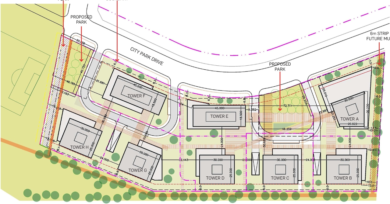 Construction site plan for project from page 13 of the file '2023-06-20 - City Park revised design brief - D02-02-23-0033'