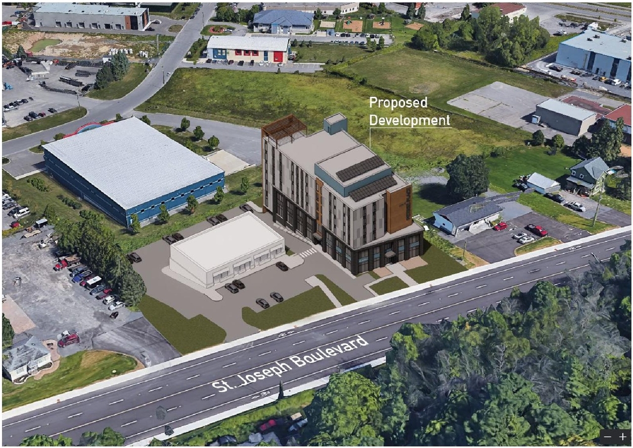 Rendering of building from page 5 of the file '2023-05-15 - Design Brief - D02-02-23-0039'