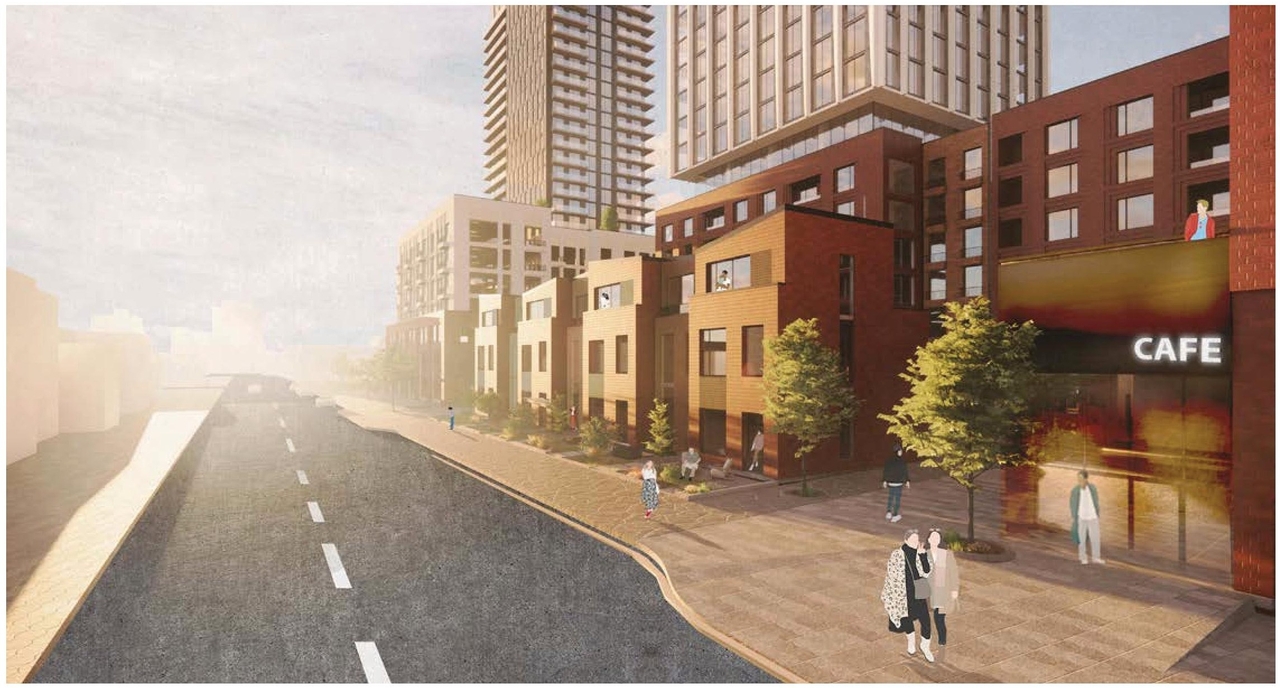 Rendering of building from page 4 of the file '2023-05-29 - Design Brief - D02-02-23-0042'