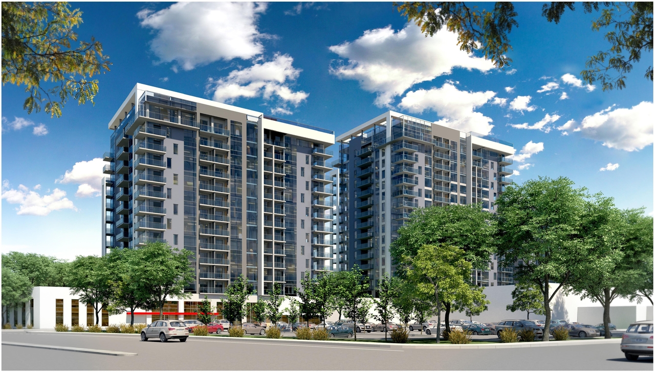 Rendering of building from page 4 of the file '2023-06-12 - Urban Design Brief - D02-02-23-0046'