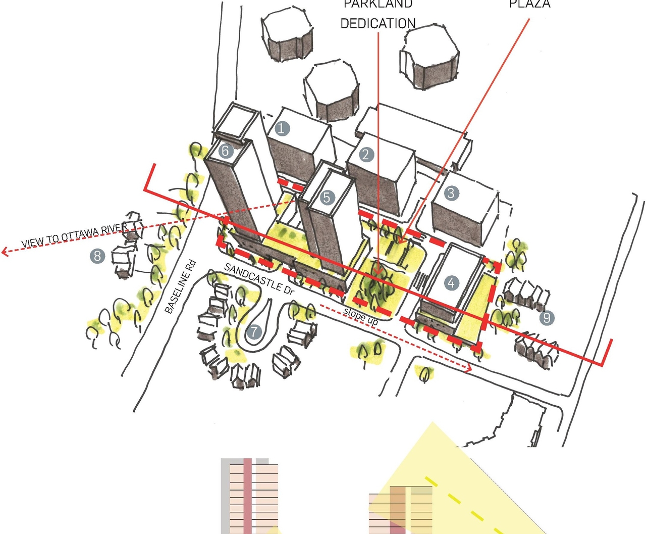 Construction site plan for project from page 17 of the file '2023-06-12 - Urban Design Brief - D02-02-23-0046'