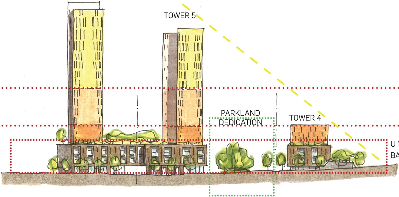 Rendering of building from page 19 of the file '2023-06-12 - Urban Design Brief - D02-02-23-0046'