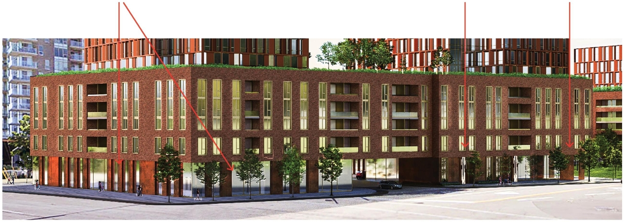 Rendering of building from page 20 of the file '2023-06-12 - Urban Design Brief - D02-02-23-0046'