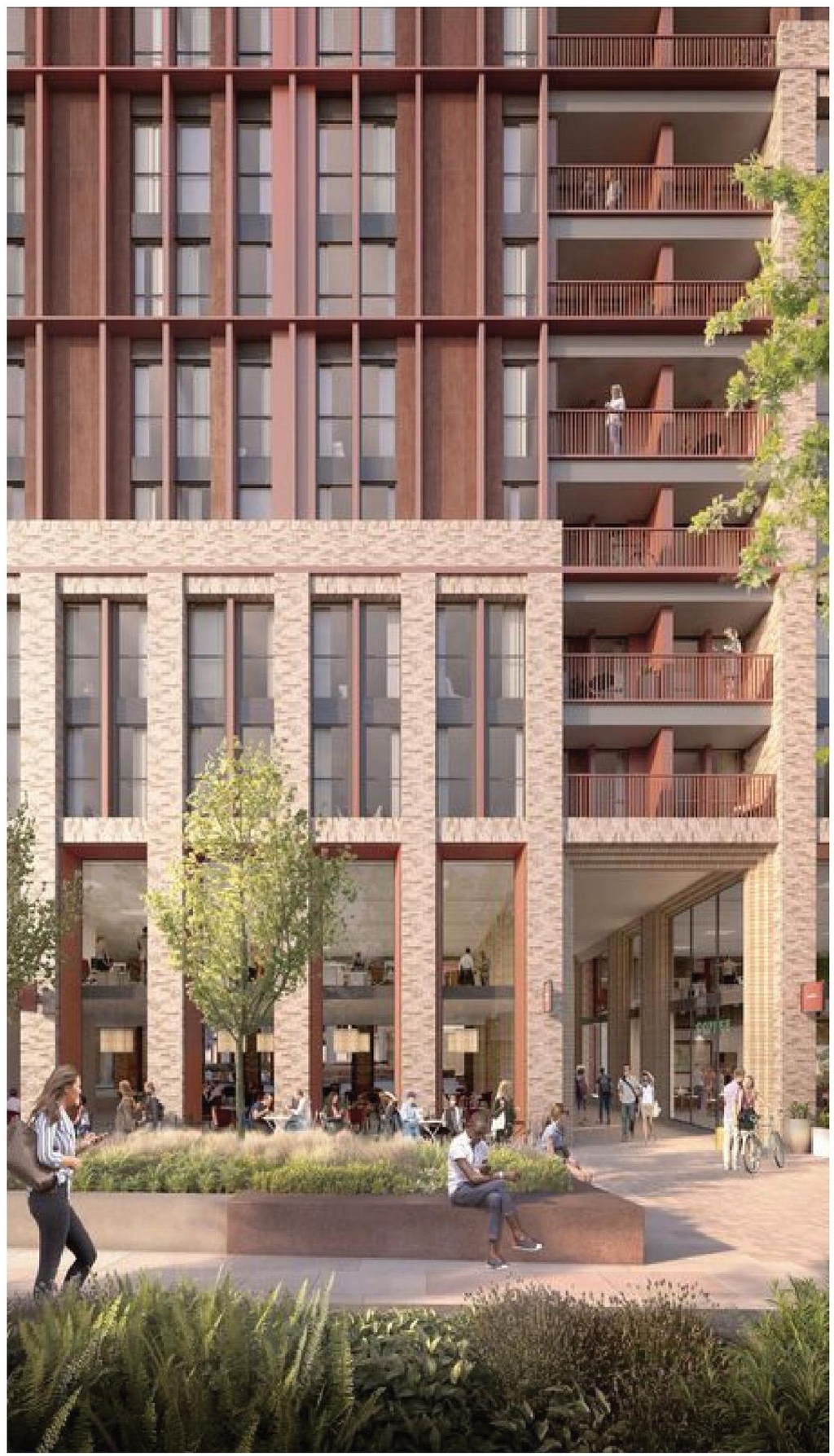 Rendering of building from page 24 of the file '2023-06-12 - Urban Design Brief - D02-02-23-0046'