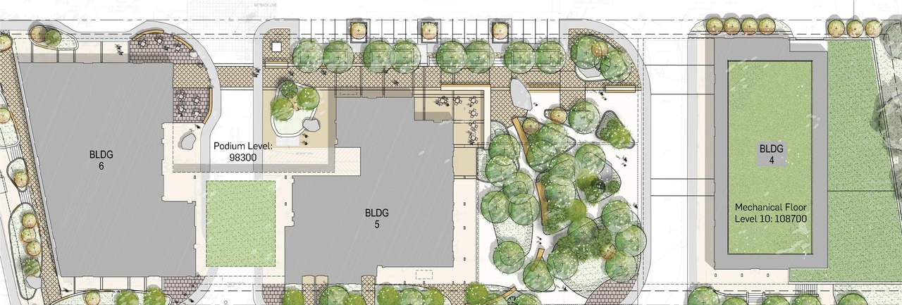 Construction site plan for project from page 29 of the file '2023-06-12 - Urban Design Brief - D02-02-23-0046'