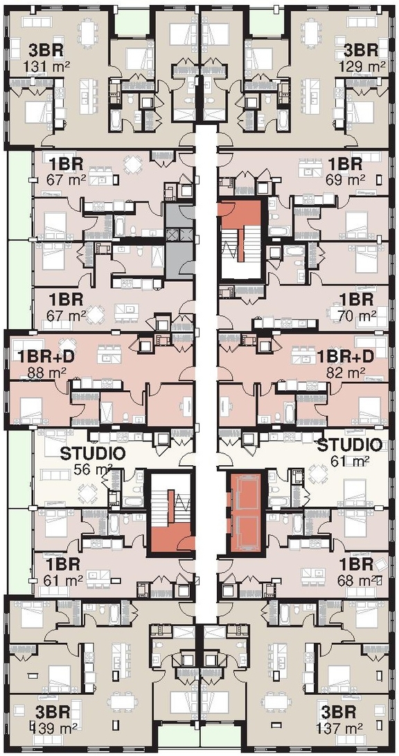 Floor plan for project from page 35 of the file '2023-06-12 - Urban Design Brief - D02-02-23-0046'