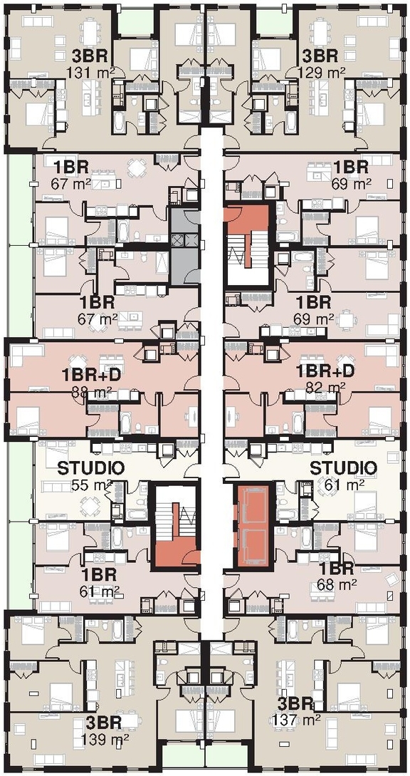 Floor plan for project from page 36 of the file '2023-06-12 - Urban Design Brief - D02-02-23-0046'