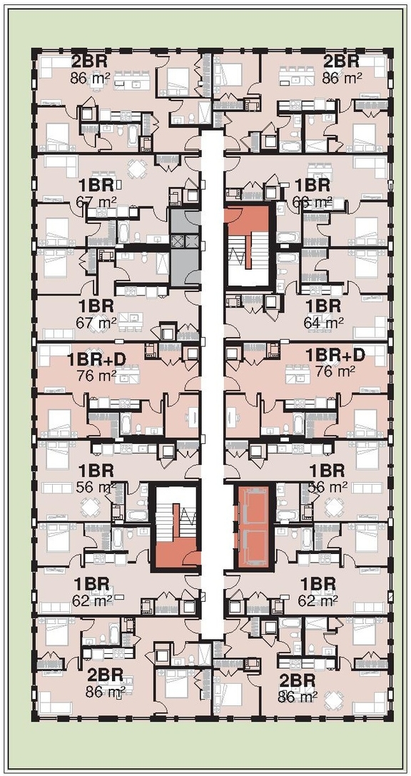 Floor plan for project from page 37 of the file '2023-06-12 - Urban Design Brief - D02-02-23-0046'