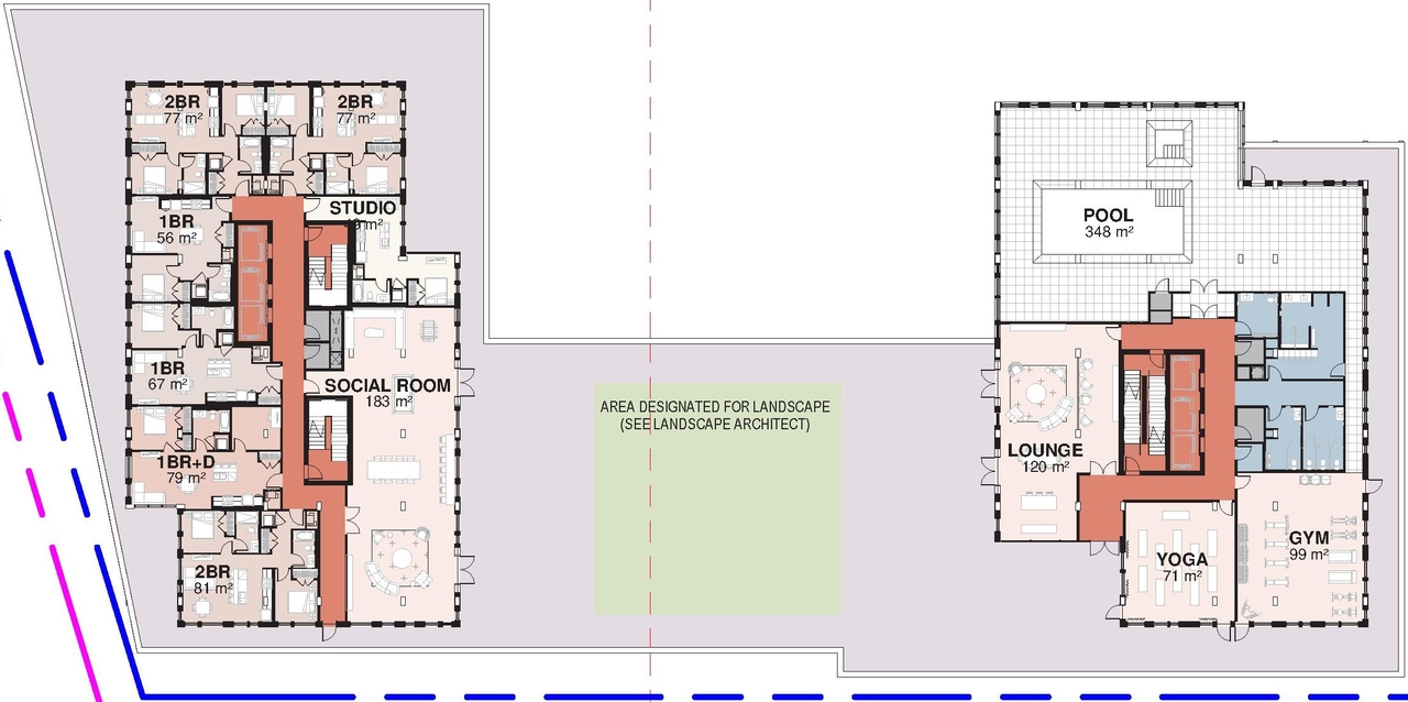 Floor plan for project from page 37 of the file '2023-06-12 - Urban Design Brief - D02-02-23-0046'