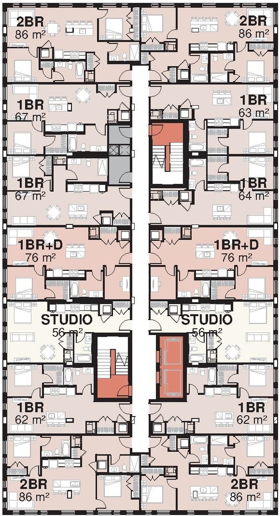 Floor plan for project from page 38 of the file '2023-06-12 - Urban Design Brief - D02-02-23-0046'
