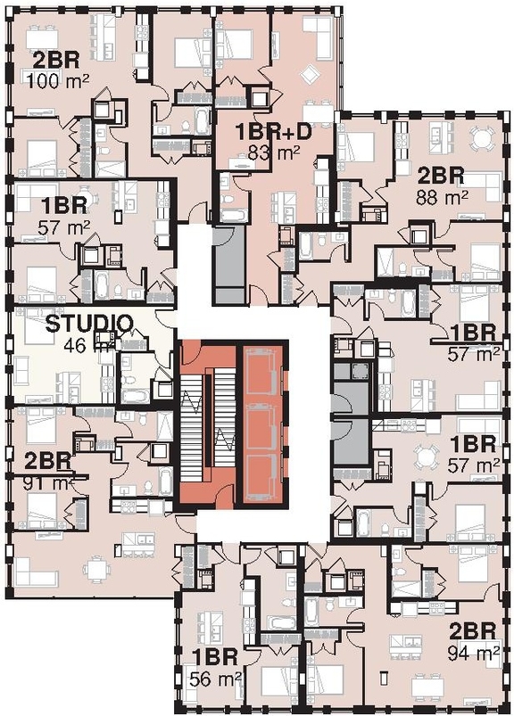 Floor plan for project from page 38 of the file '2023-06-12 - Urban Design Brief - D02-02-23-0046'