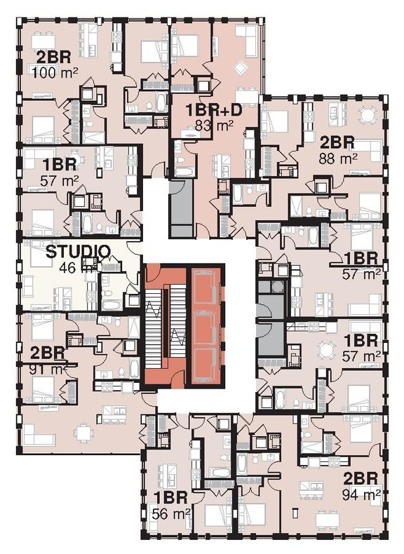 Floor plan for project from page 38 of the file '2023-06-12 - Urban Design Brief - D02-02-23-0046'
