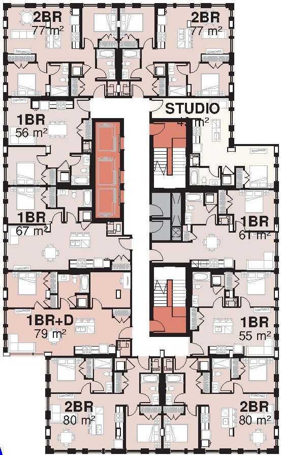 Floor plan for project from page 38 of the file '2023-06-12 - Urban Design Brief - D02-02-23-0046'