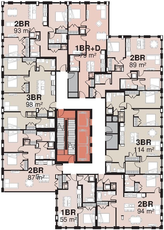 Floor plan for project from page 39 of the file '2023-06-12 - Urban Design Brief - D02-02-23-0046'