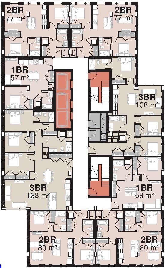 Floor plan for project from page 39 of the file '2023-06-12 - Urban Design Brief - D02-02-23-0046'