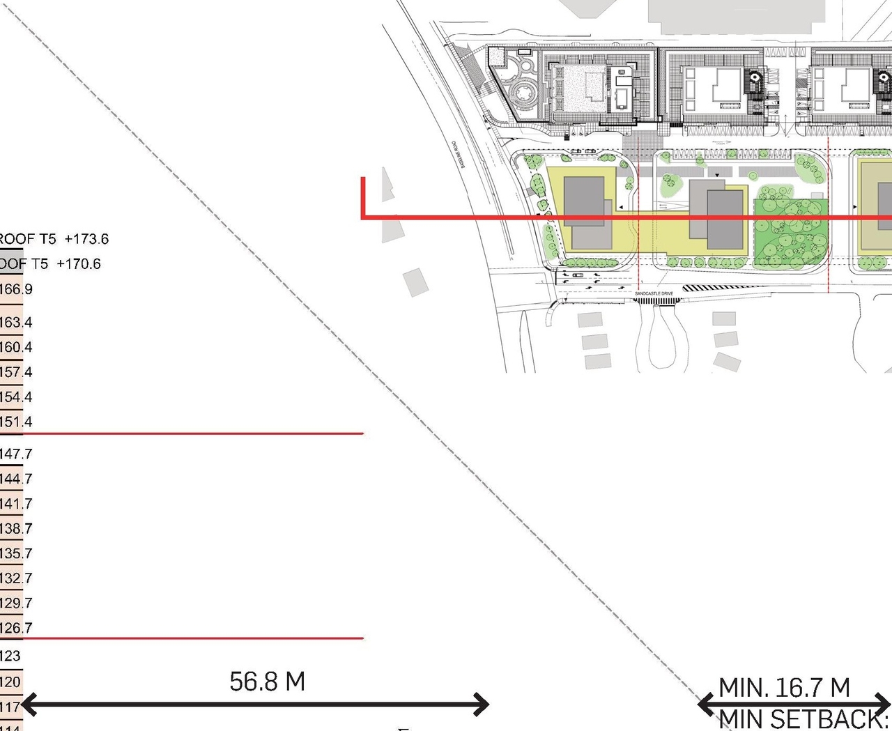 Construction site plan for project from page 42 of the file '2023-06-12 - Urban Design Brief - D02-02-23-0046'