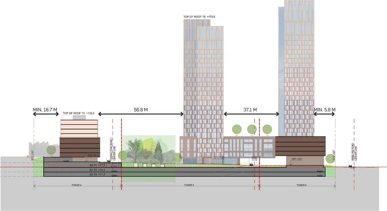 Rendering of building from page 43 of the file '2023-06-12 - Urban Design Brief - D02-02-23-0046'
