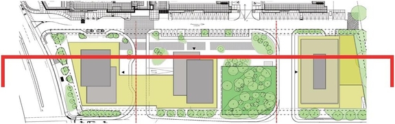 Construction site plan for project from page 44 of the file '2023-06-12 - Urban Design Brief - D02-02-23-0046'