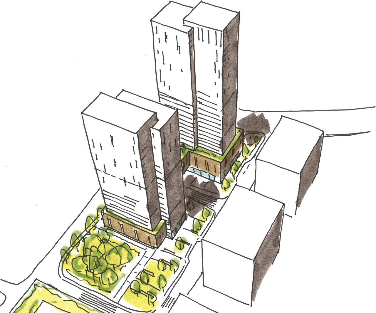 Rendering of building from page 52 of the file '2023-06-12 - Urban Design Brief - D02-02-23-0046'