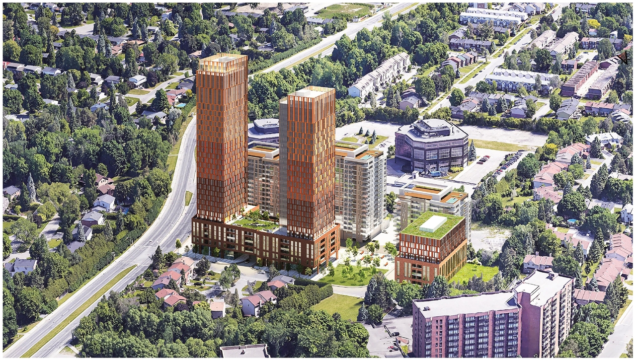 Rendering of building from page 55 of the file '2023-06-12 - Urban Design Brief - D02-02-23-0046'